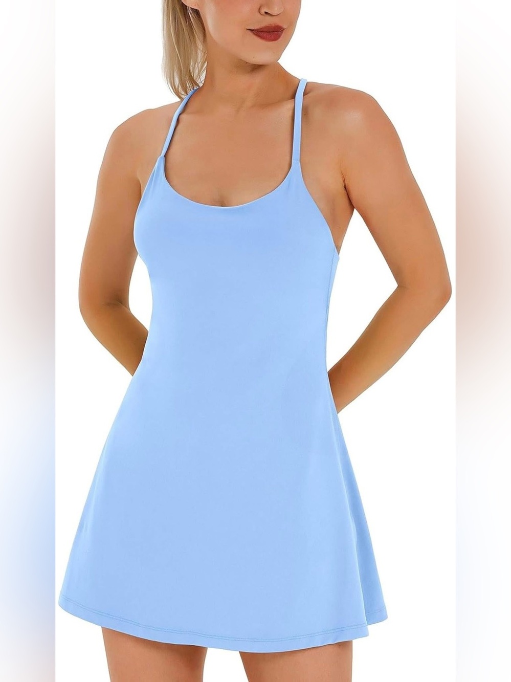 Amazon Light Blue Spaghetti Strap A-Line Dress